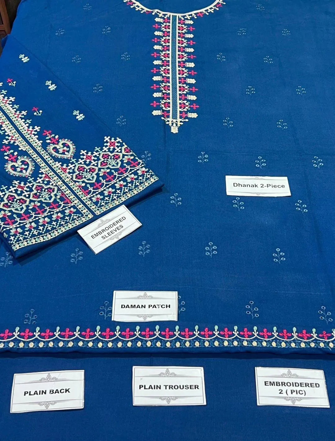 Unstitched Lawn Suit Deep Blue Embroidered 2Pc M042