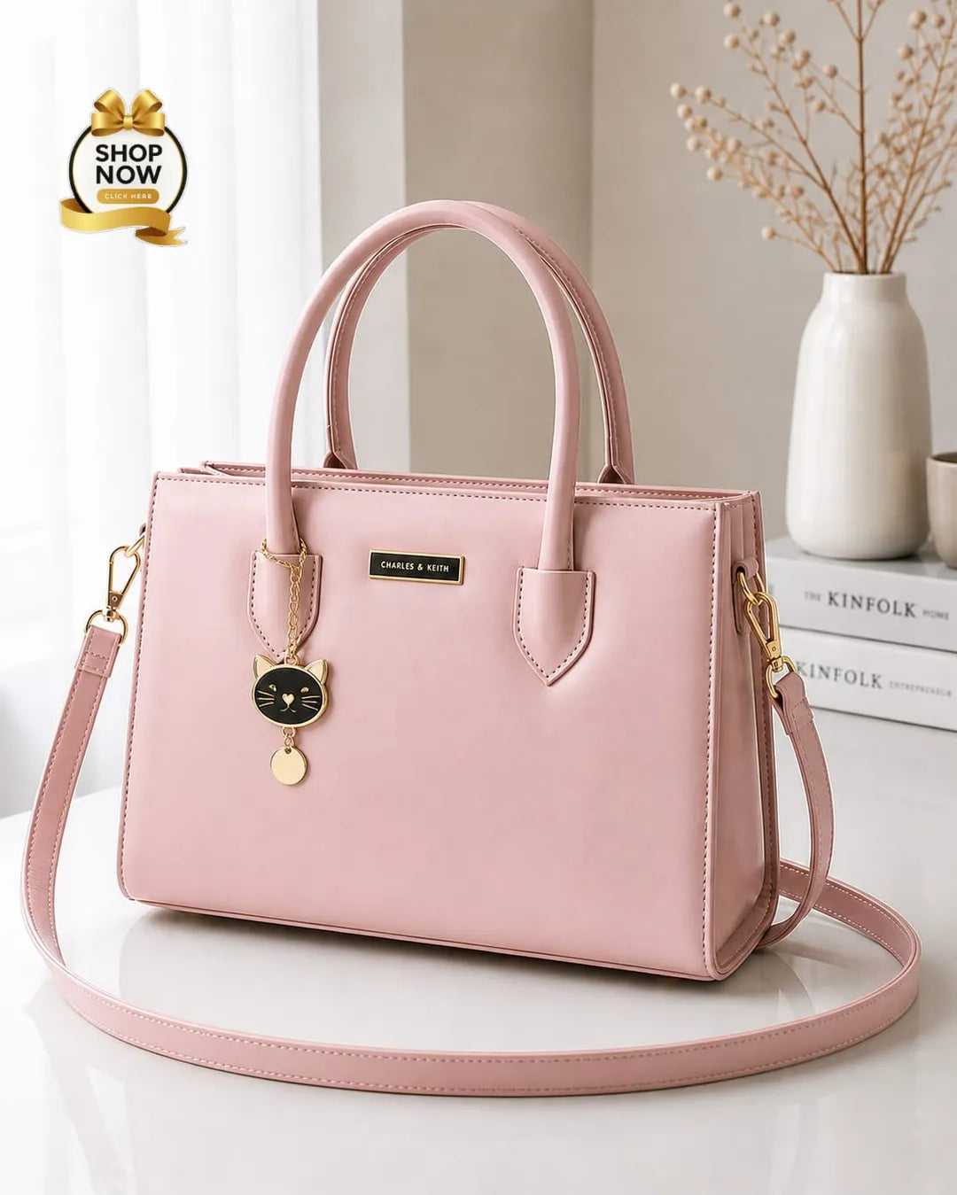 Women's Black Rexine Shoulder Bag with Top Handle M015