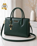 Women's Black Rexine Shoulder Bag with Top Handle M014