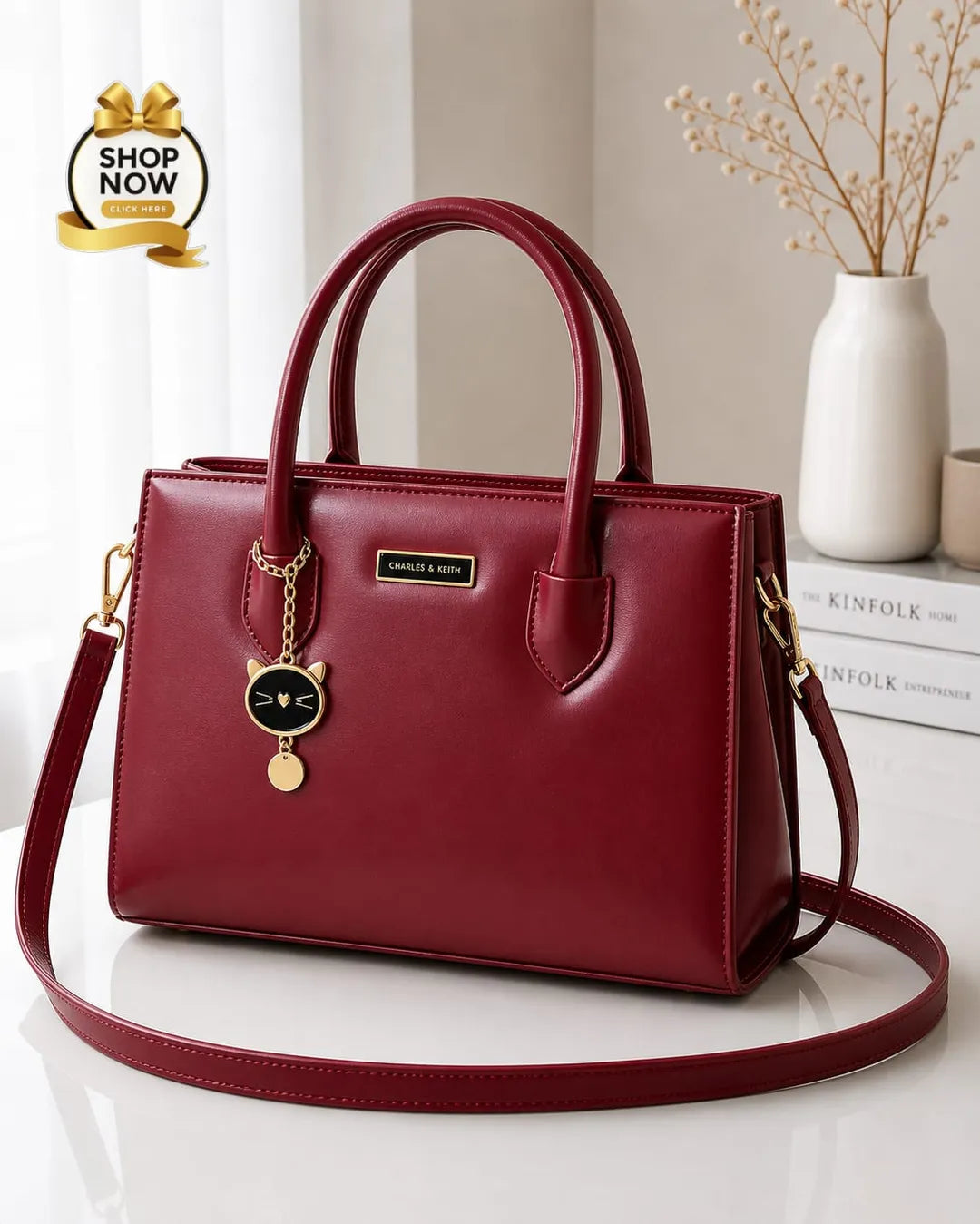 Women's Black Rexine Shoulder Bag with Top Handle M013