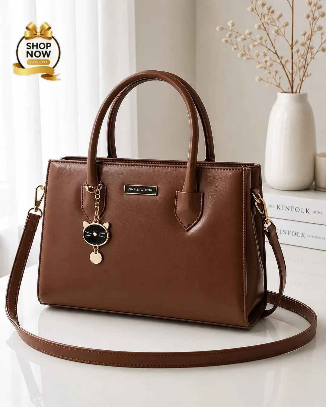 Women's Black Rexine Shoulder Bag with Top Handle M012