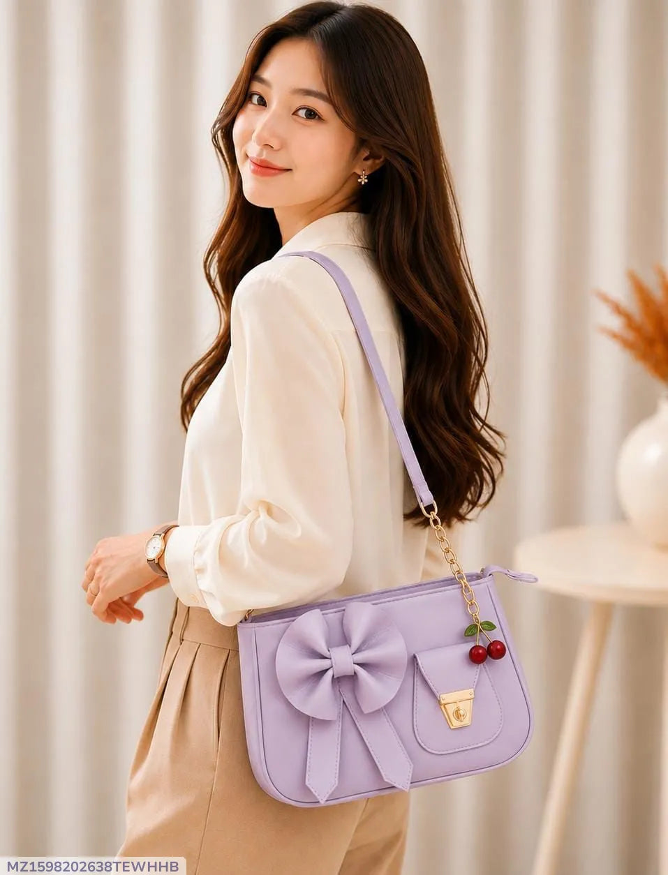 Women's Leather Plain Shoulder Bag A50