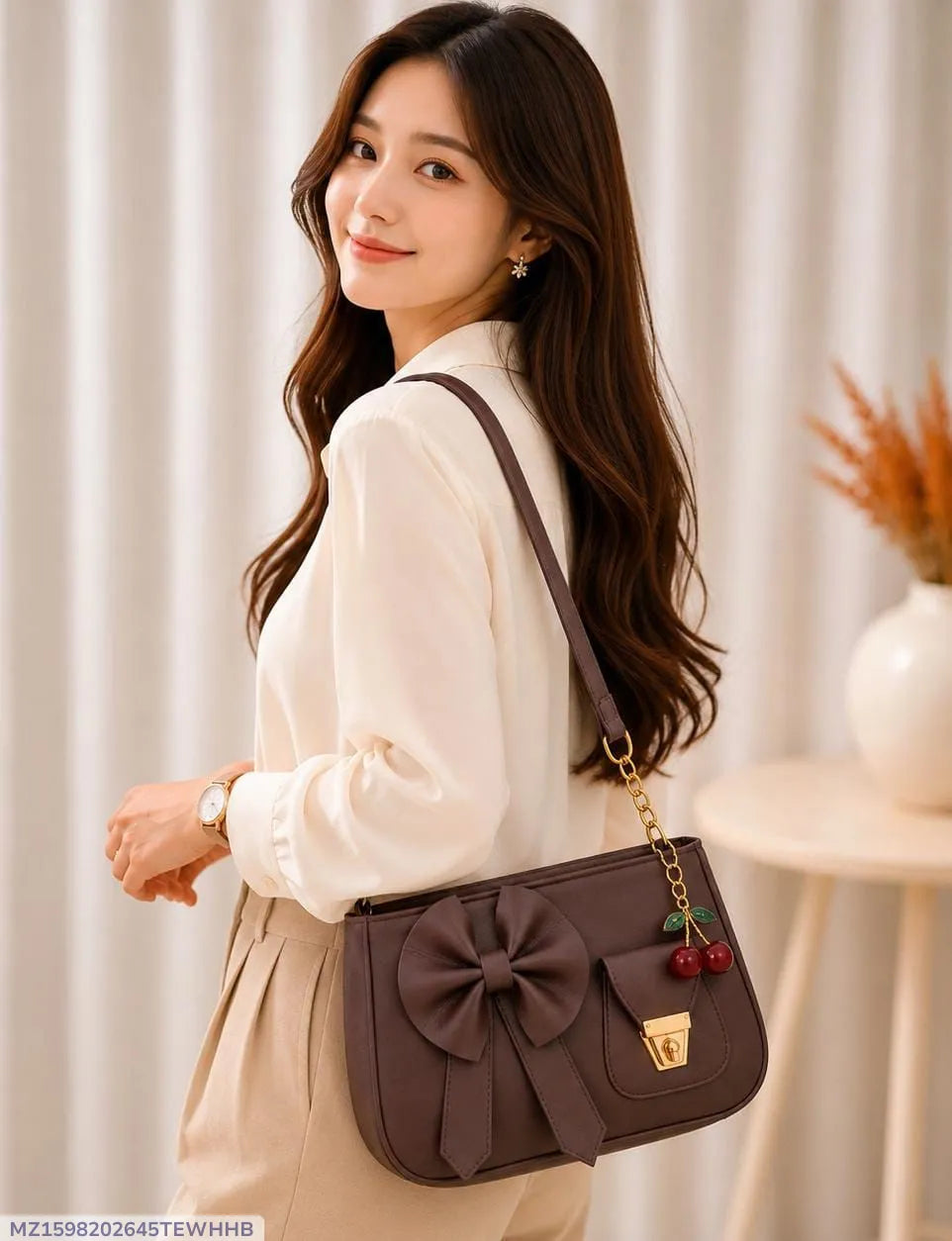 Women's Leather Plain Shoulder Bag A53