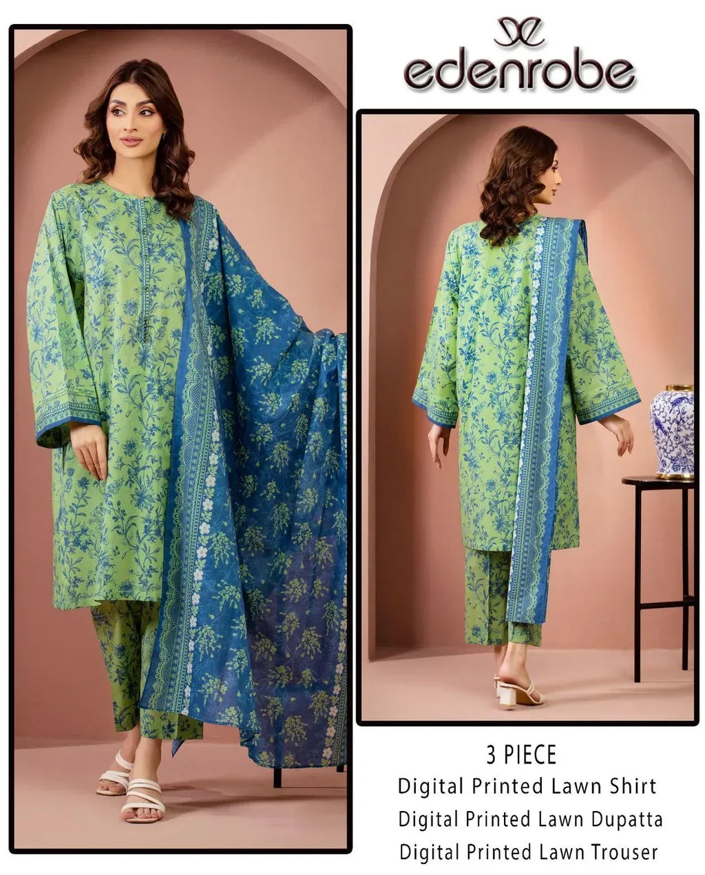 Green Digital Print Lawn 3-Piece Set M033