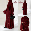 Maroon Georgette Embroidered Abaya with Moon Design