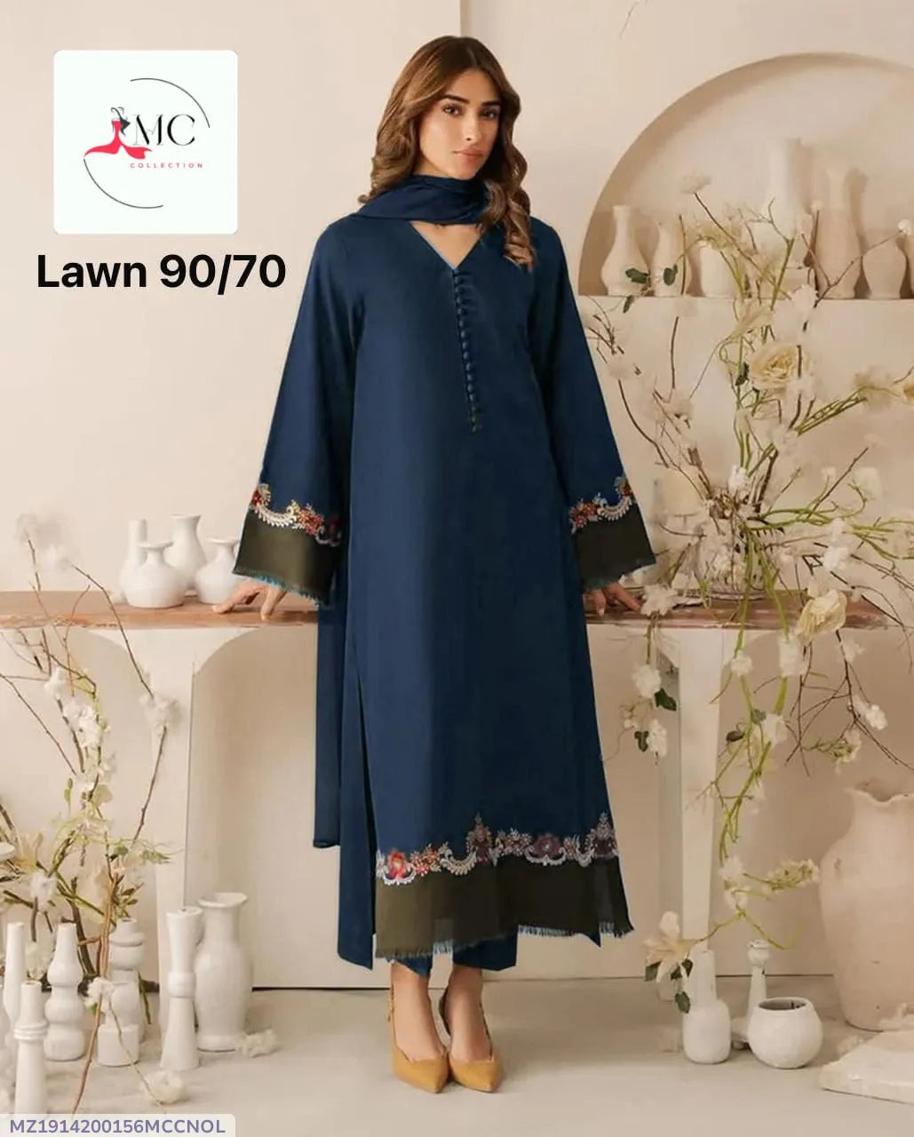 Blue Lawn 3Pcs Embroidered Suit for Women