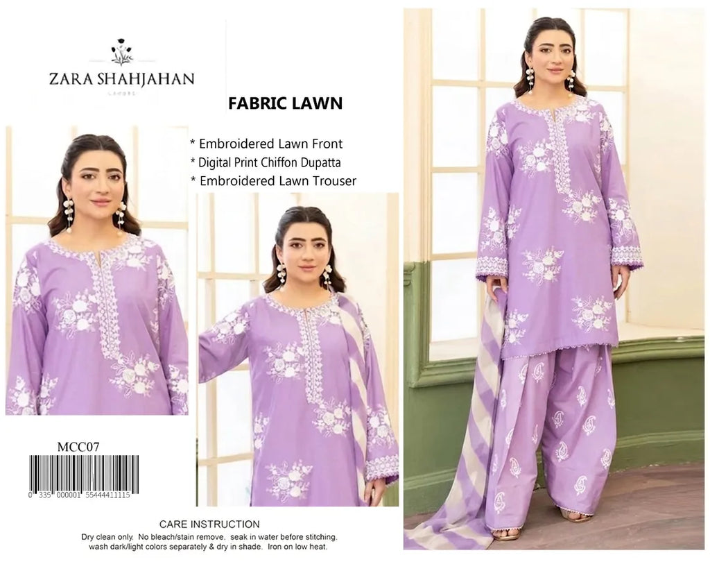ZARASHAHJAHAN 3 Pcs Unstitched Embroidered Suit