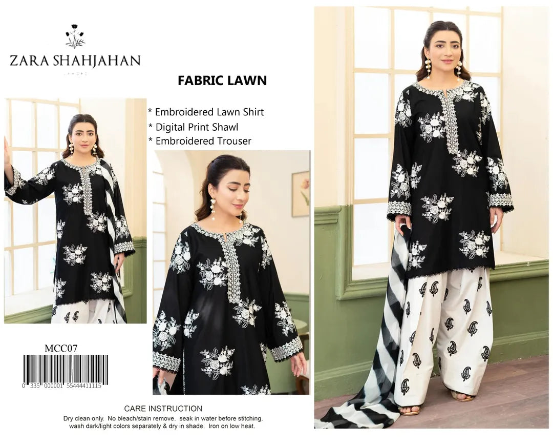 ZARASHAHJAHAN 3 Pcs Unstitched Embroidered Suit