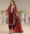 Maroon Embroidered 3-Piece Suit for Women M026