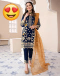 Organza 3Pc Embroidered Set M025