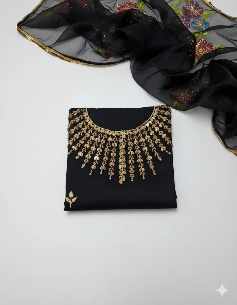 Black Organza 2-Piece Suit for Eid & Weddings