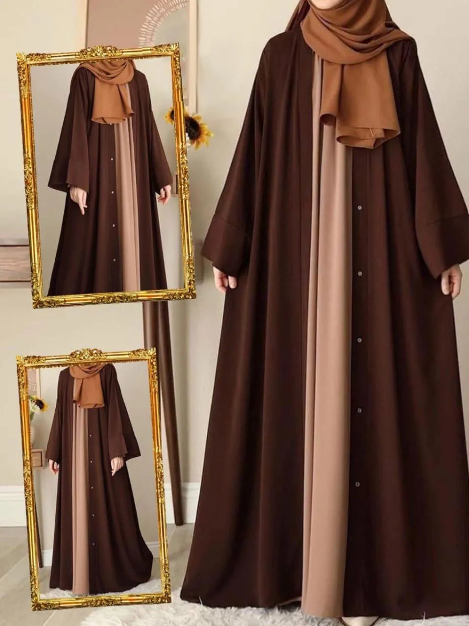 Chocolaty Brown Georgette Abaya with Detachable Stoller for Women