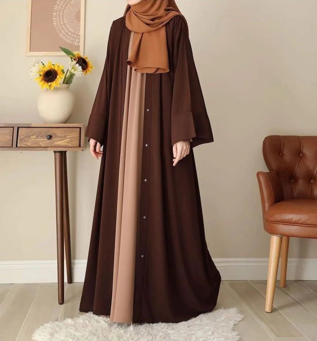 Chocolaty Brown Georgette Abaya with Detachable Stoller for Women