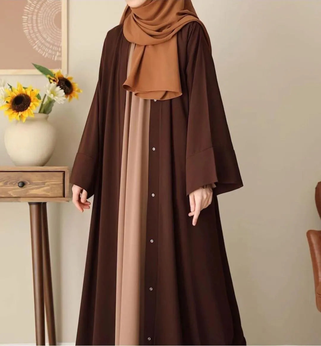 Chocolaty Brown Georgette Abaya with Detachable Stoller for Women