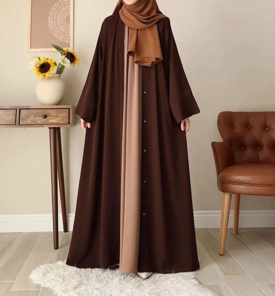 Chocolaty Brown Georgette Abaya with Detachable Stoller for Women