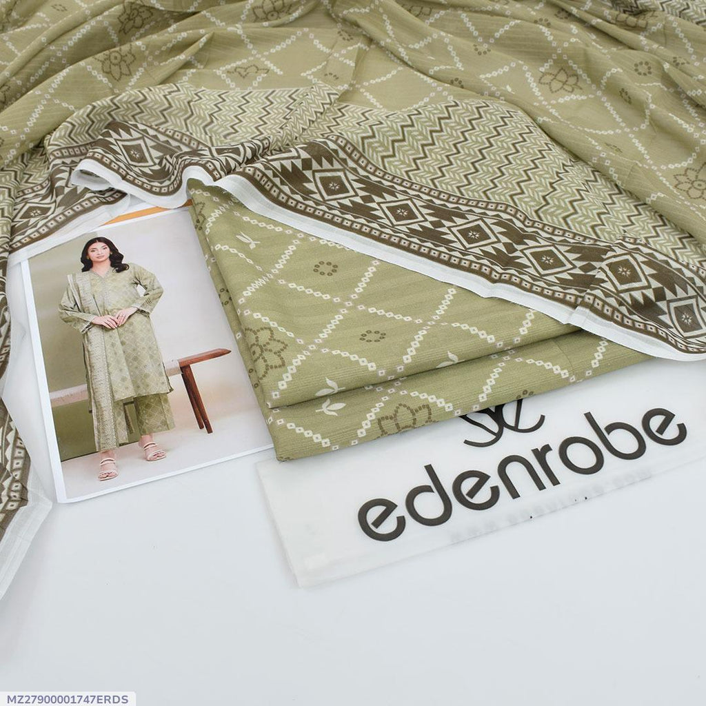 3-Piece Unstitched Lawn Suit Olive Digital Print Pakistan M035