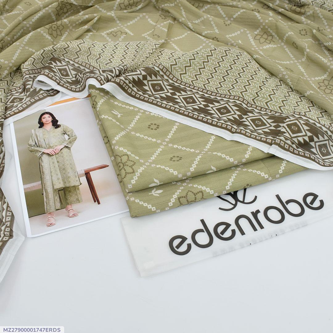 3-Piece Unstitched Lawn Suit Olive Digital Print Pakistan M035