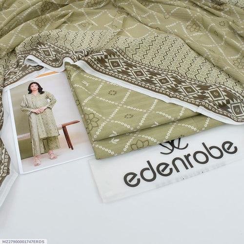 3-Piece Unstitched Lawn Suit Olive Digital Print Pakistan M035