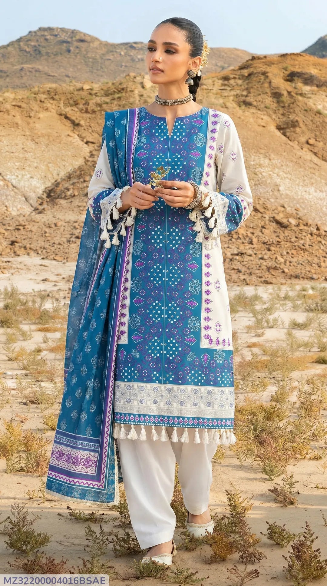 3 Pcs Women's Unstitched Printed Suit