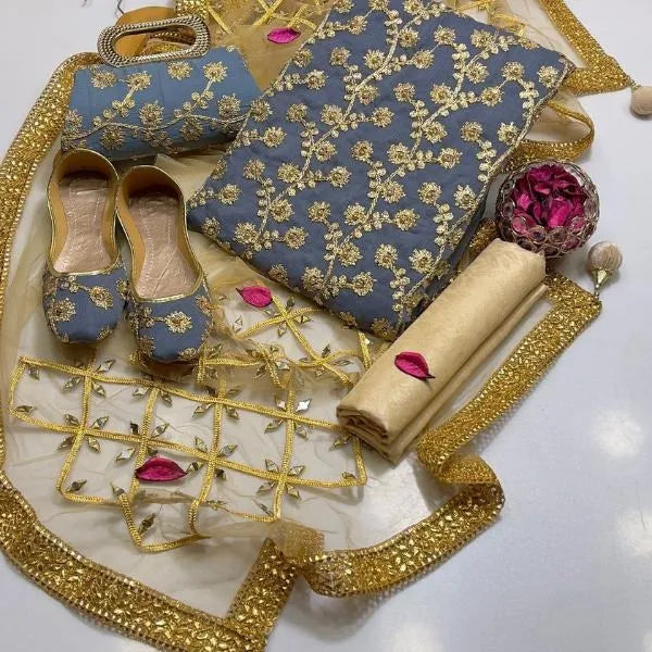 3 Pcs Women's Unstitched Embroidered Suit