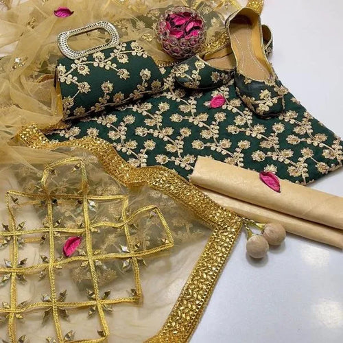 3 Pcs Women's Unstitched Embroidered Suit