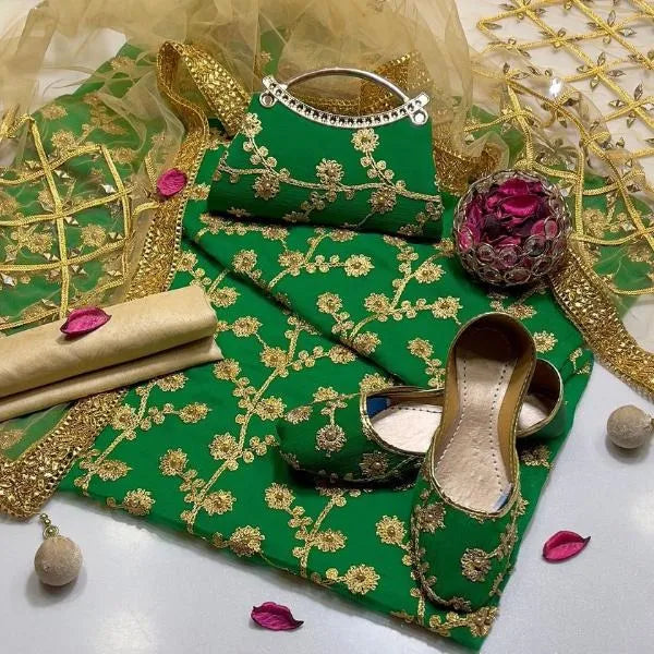 3 Pcs Women's Unstitched Embroidered Suit