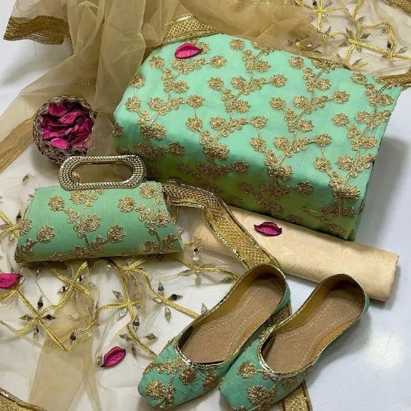 3 Pcs Women's Unstitched Embroidered Suit