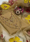 Mustard Zari Tilla Embroidered 2-Piece Organza Suit