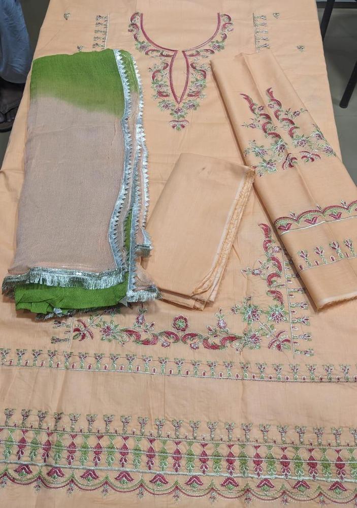 Peach Lawn Embroidered 3-Piece Suit