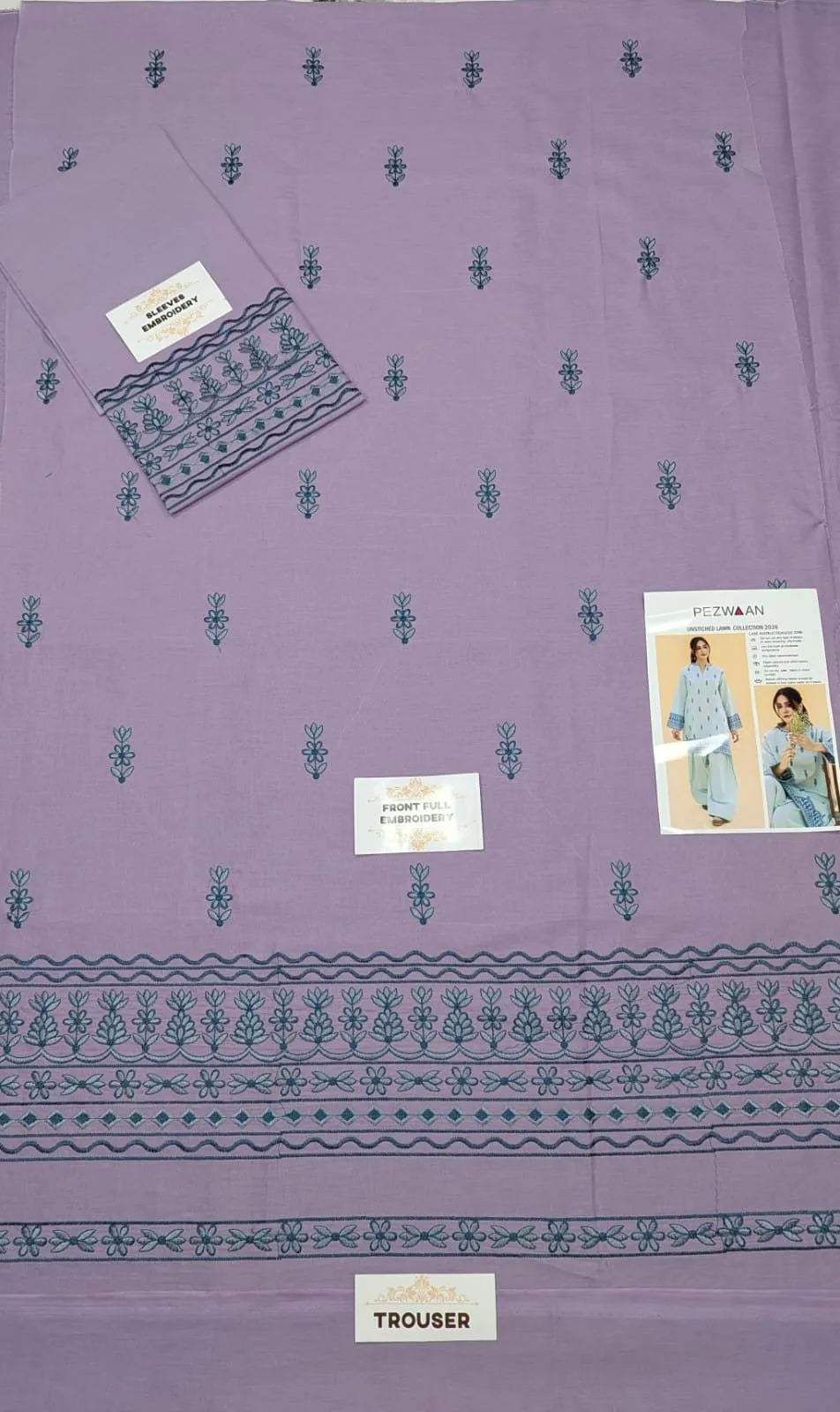 Unstitched Lawn Suit Pezwan 2026 Purple 040